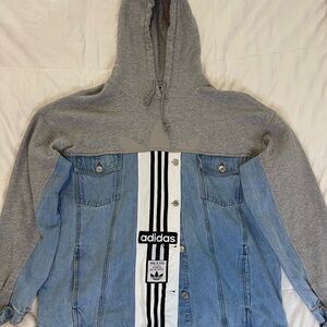 Adidas Gray and Blue Jean Jacket/Hoodie